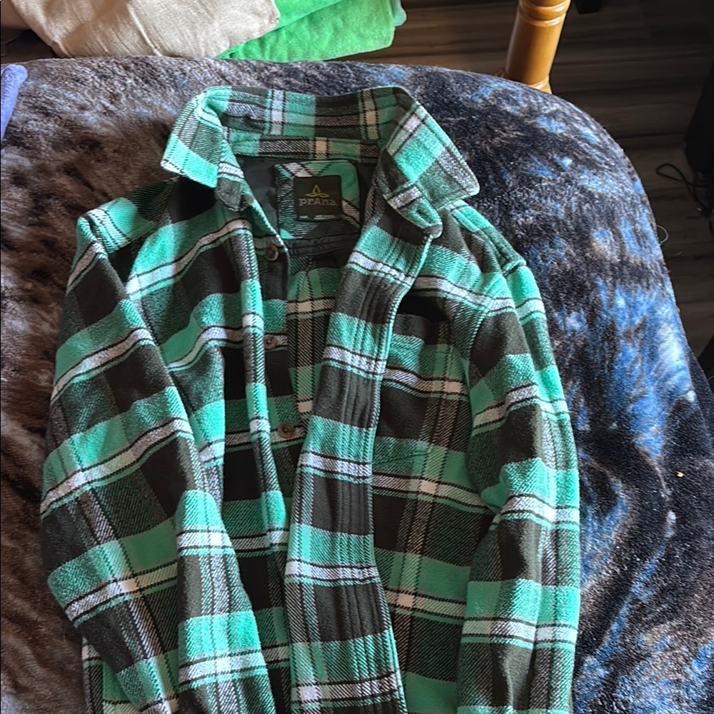 Prana Green Plaid Men's Shirt